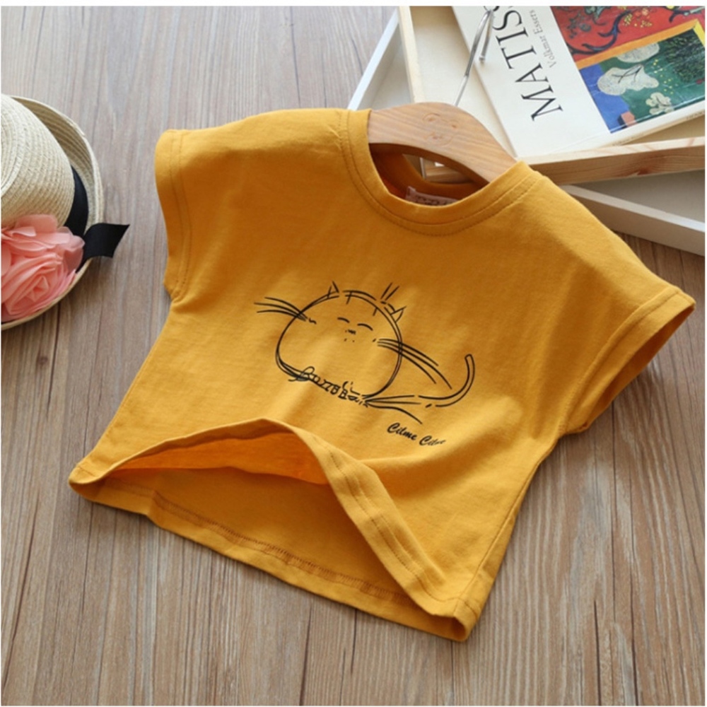 Toddler Girl’s Cap Sleeve Graphic T-Shirt Yellow